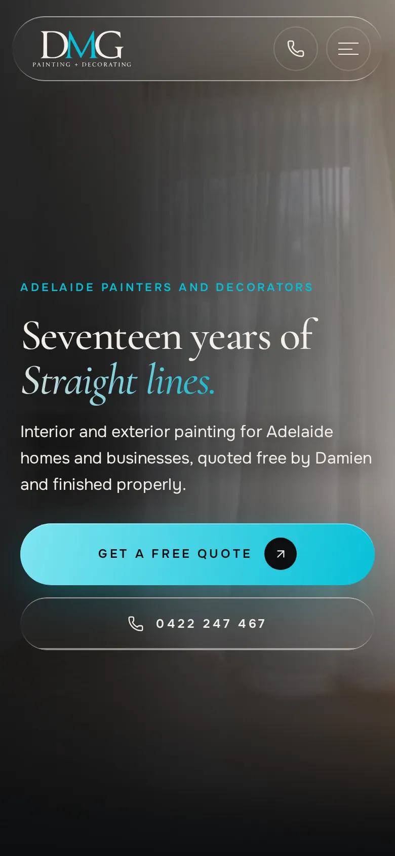 DMG Painting home page on a phone